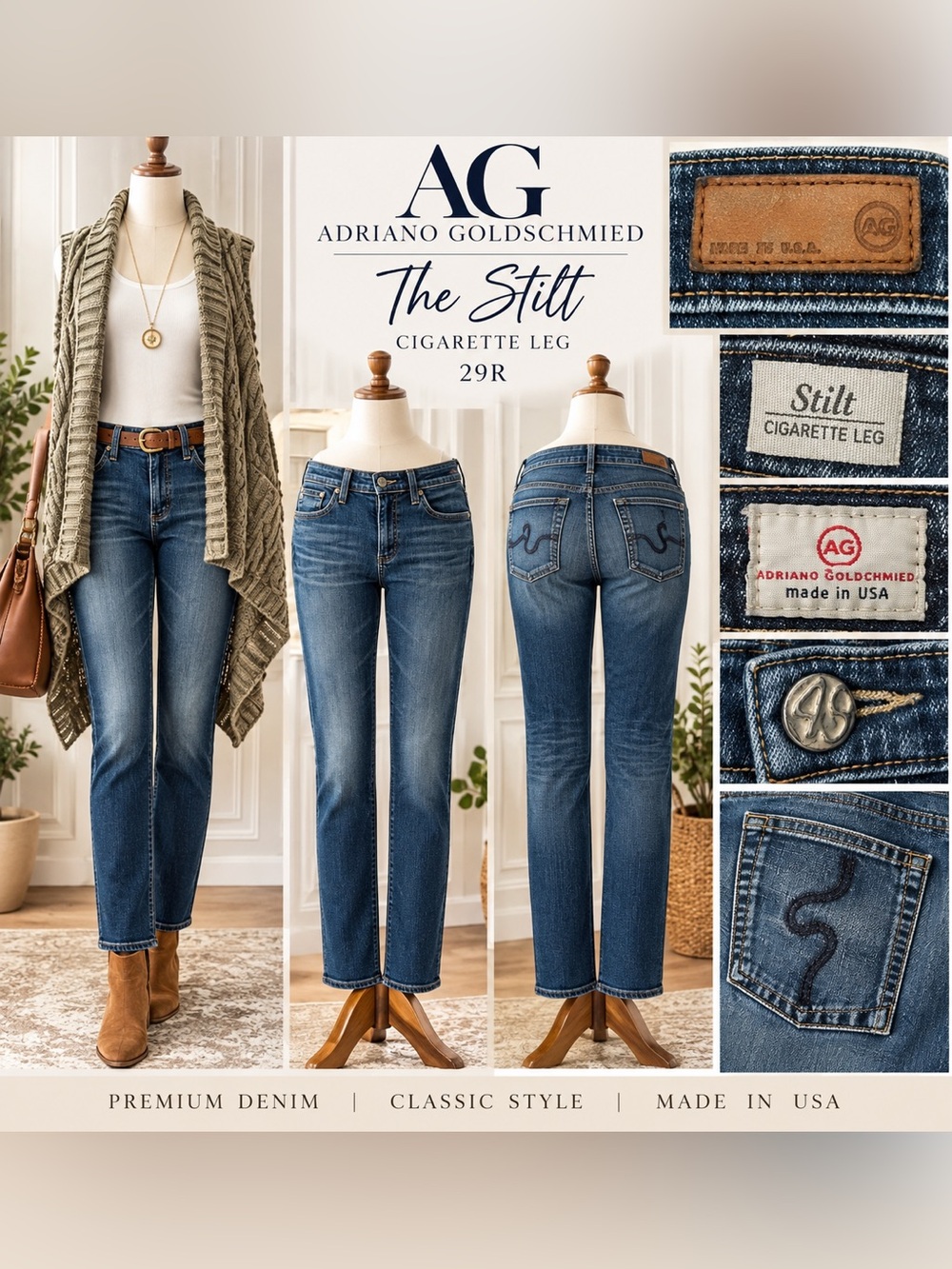 JEANS: AG Adriano Goldschmied “The Stilt” Cigarette Leg Jeans – 29R
